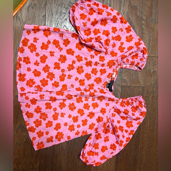 Sanctuary Womens Floral Print Peasant Top Button-Down Top - Picture 6 of 6